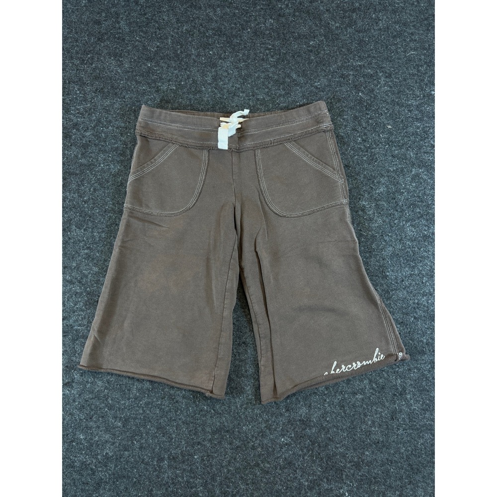 Vintage Abercrombie Brown Fold Over Low Rise Shorts Capri Y2K Womens Small Brat